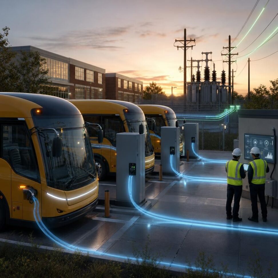 Electric School Buses as Mobile Battery Storage for Grid Stability
